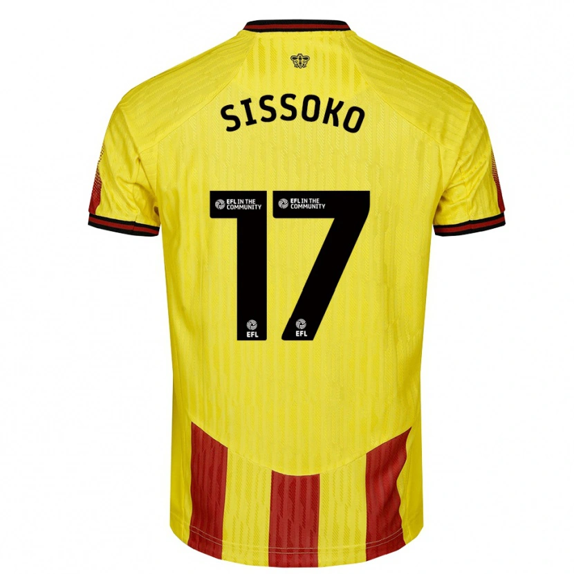 Danxen Femme Maillot Moussa Sissoko #17 Jaune Rouge Tenues Domicile 2025/26 T-Shirt