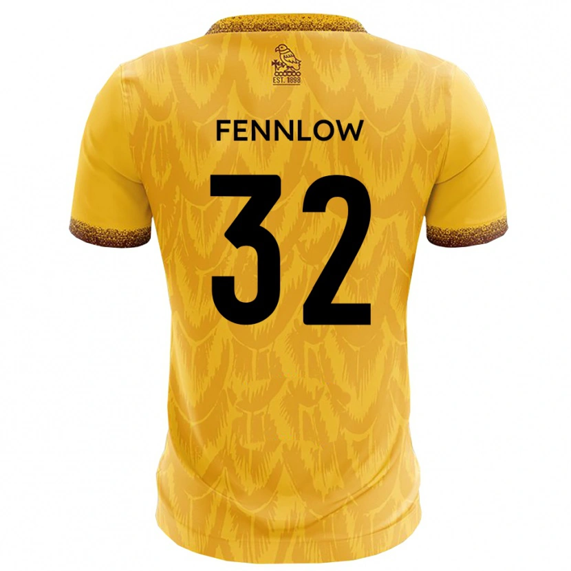 Danxen Femme Maillot James Fennlow #32 Jaune Marron Tenues Domicile 2025/26 T-Shirt