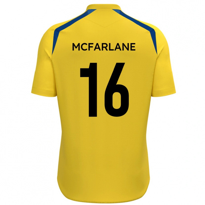 Danxen Femme Maillot Callum Mcfarlane #16 Jaune Bleu Tenues Domicile 2025/26 T-Shirt