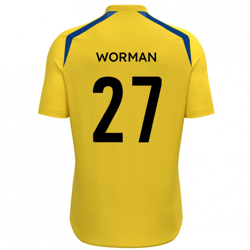 Danxen Femme Maillot Ben Worman #27 Jaune Bleu Tenues Domicile 2025/26 T-Shirt