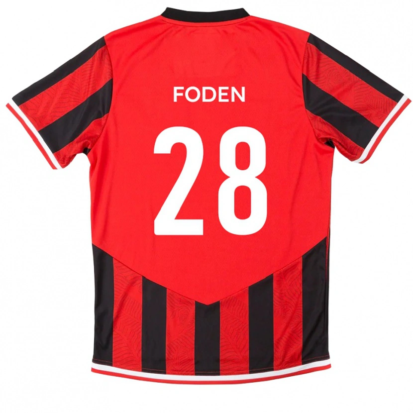 Danxen Femme Maillot Daniel Foden #28 Rouge Noir Tenues Domicile 2025/26 T-Shirt