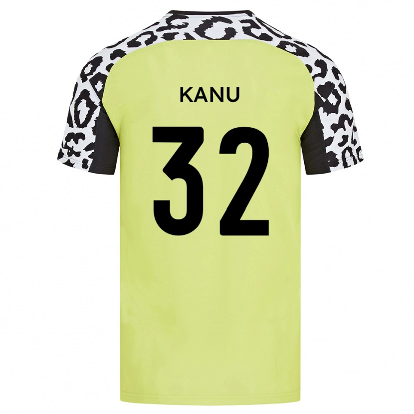 Danxen Femme Maillot Abraham Kanu #32 Jaune Fluorescent Tenues Domicile 2025/26 T-Shirt