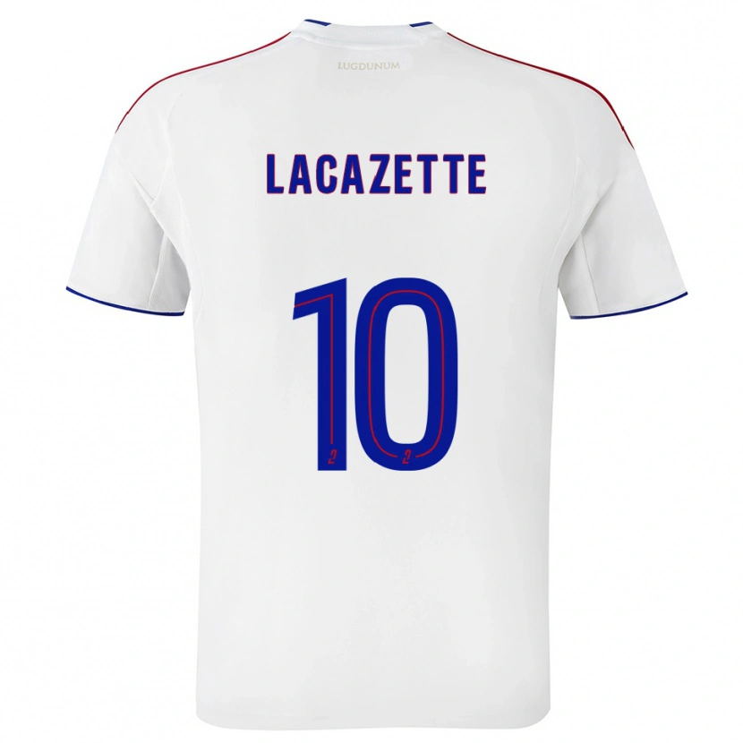 Danxen Femme Maillot Alexandre Lacazette #10 Blanc Rouge Tenues Domicile 2025/26 T-Shirt