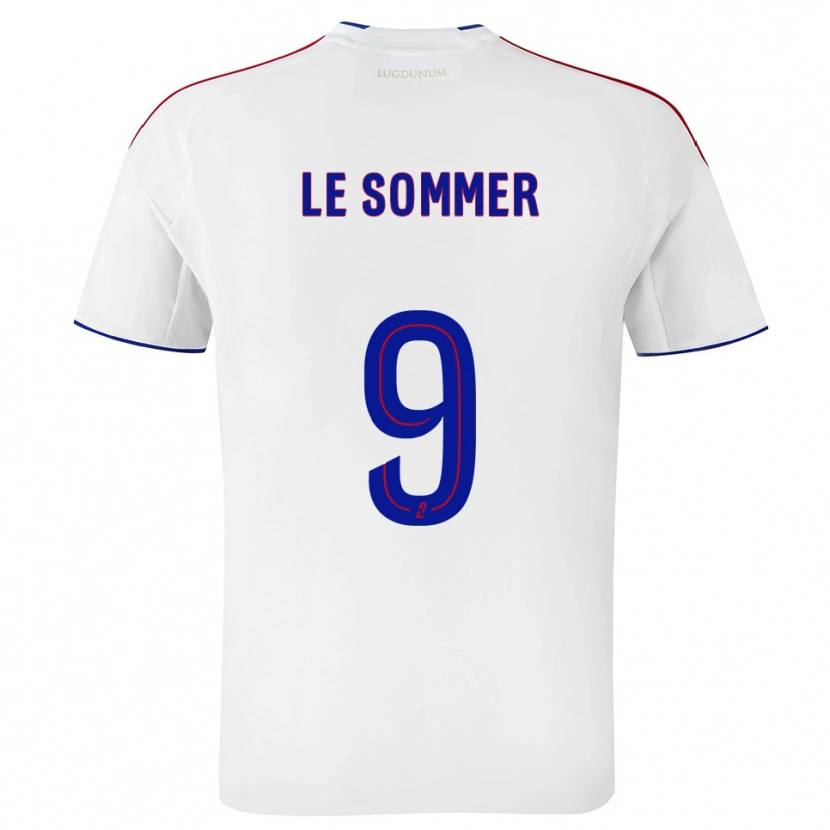 Danxen Femme Maillot Eugenie Le Sommer #9 Blanc Rouge Tenues Domicile 2025/26 T-Shirt