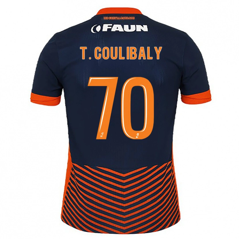 Danxen Femme Maillot Tanguy Coulibaly #70 Bleu Nuit Orange Tenues Domicile 2025/26 T-Shirt