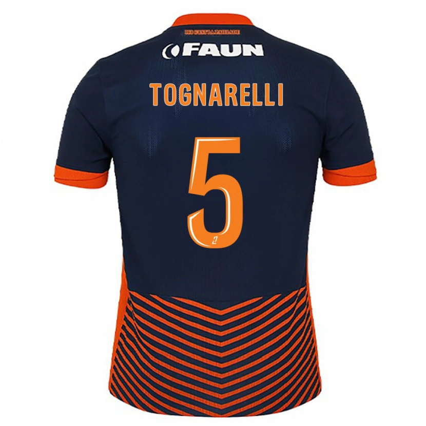 Danxen Femme Maillot Angelo Tognarelli #5 Bleu Nuit Orange Tenues Domicile 2025/26 T-Shirt