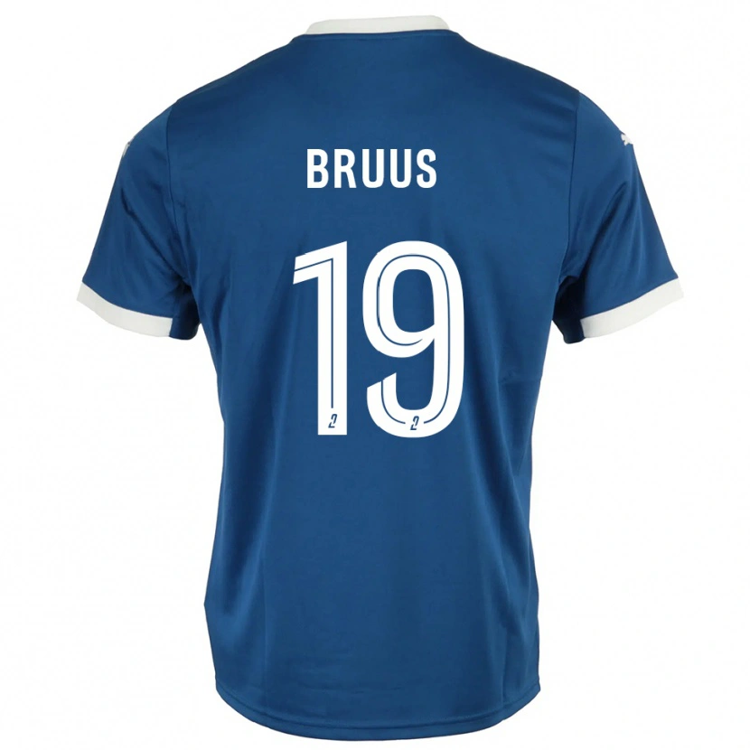 Danxen Femme Maillot Andreas Bruus #19 Bleu Blanc Tenues Domicile 2025/26 T-Shirt
