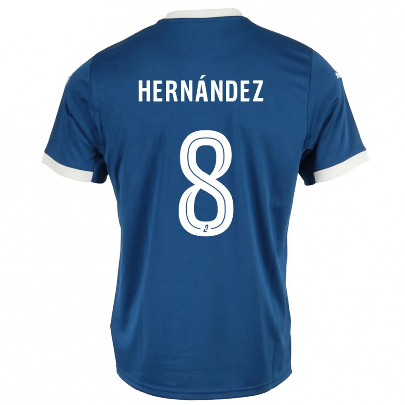 Danxen Femme Maillot Pablo Hernandez #8 Bleu Blanc Tenues Domicile 2025/26 T-Shirt