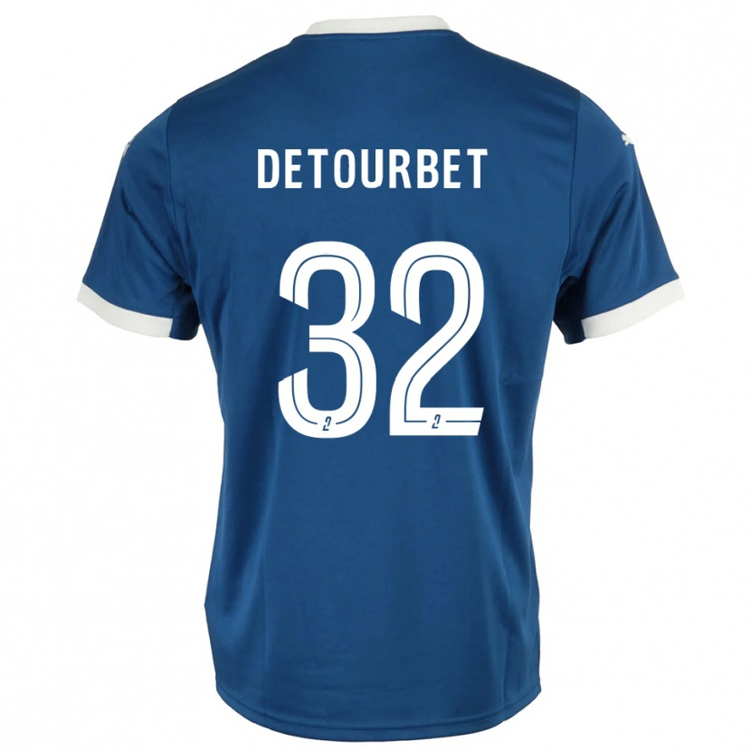 Danxen Femme Maillot Mathys Detourbet #32 Bleu Blanc Tenues Domicile 2025/26 T-Shirt