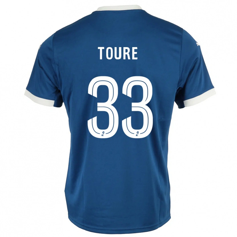 Danxen Femme Maillot Almami Touré #33 Bleu Blanc Tenues Domicile 2025/26 T-Shirt