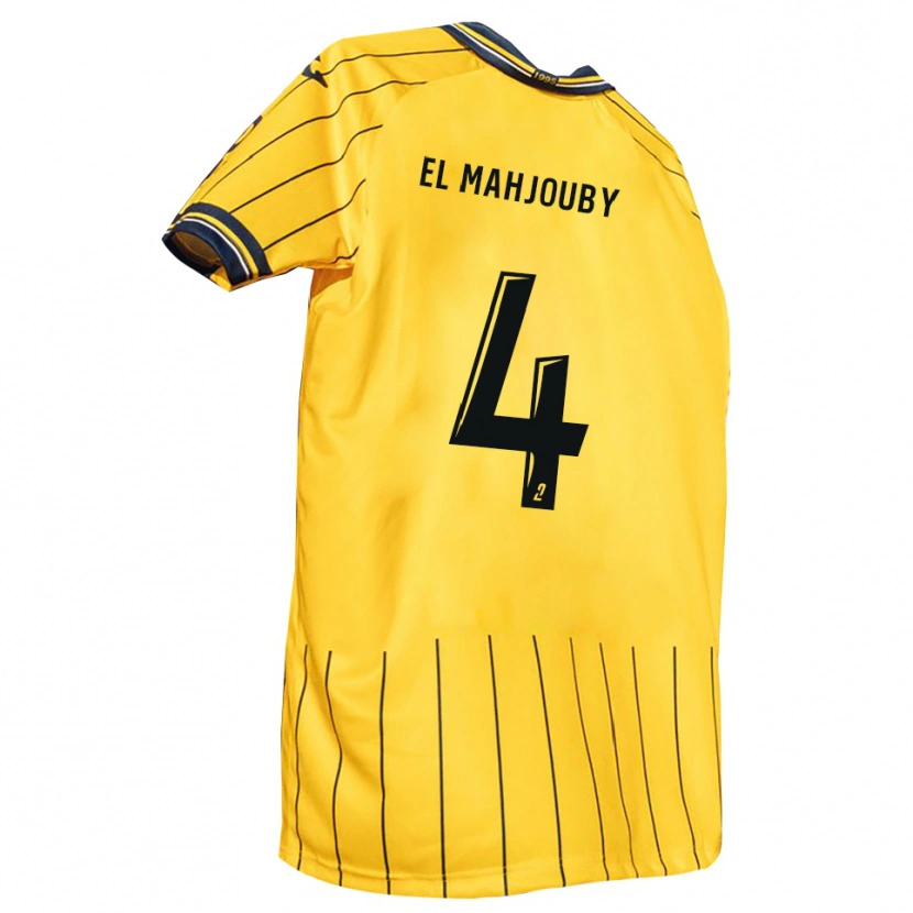 Danxen Femme Maillot Adam El Mahjouby #4 Jaune Marine Tenues Domicile 2025/26 T-Shirt