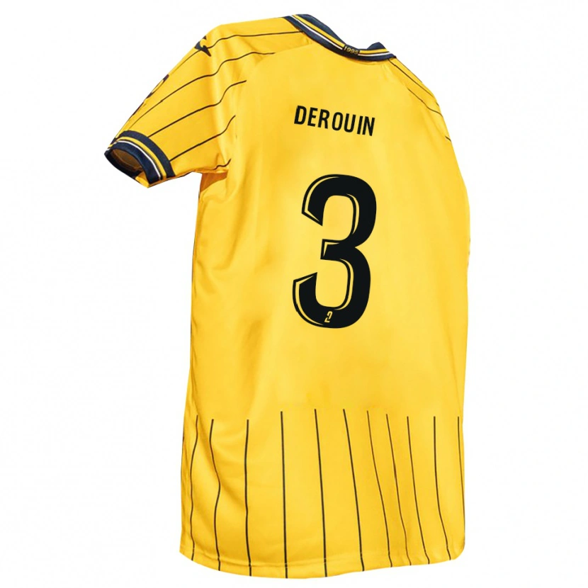 Danxen Femme Maillot Enzo Derouin #3 Jaune Marine Tenues Domicile 2025/26 T-Shirt