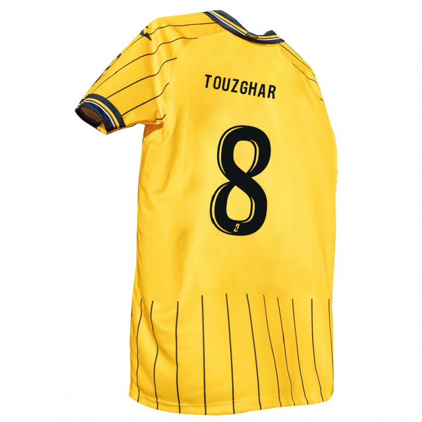 Danxen Femme Maillot Rayan Touzghar #8 Jaune Marine Tenues Domicile 2025/26 T-Shirt