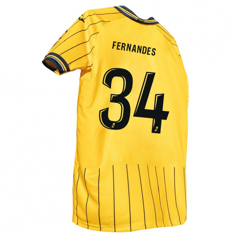 Danxen Femme Maillot Alexandre Fernandes #34 Jaune Marine Tenues Domicile 2025/26 T-Shirt