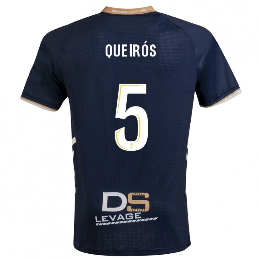 Danxen Femme Maillot Diogo Queirós #5 Marine Or Tenues Domicile 2025/26 T-Shirt