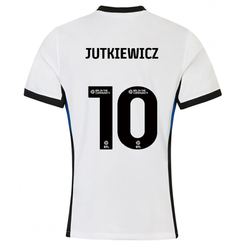 Danxen Femme Maillot Lukas Jutkiewicz #10 Blanc Bleu Tenues Extérieur 2025/26 T-Shirt