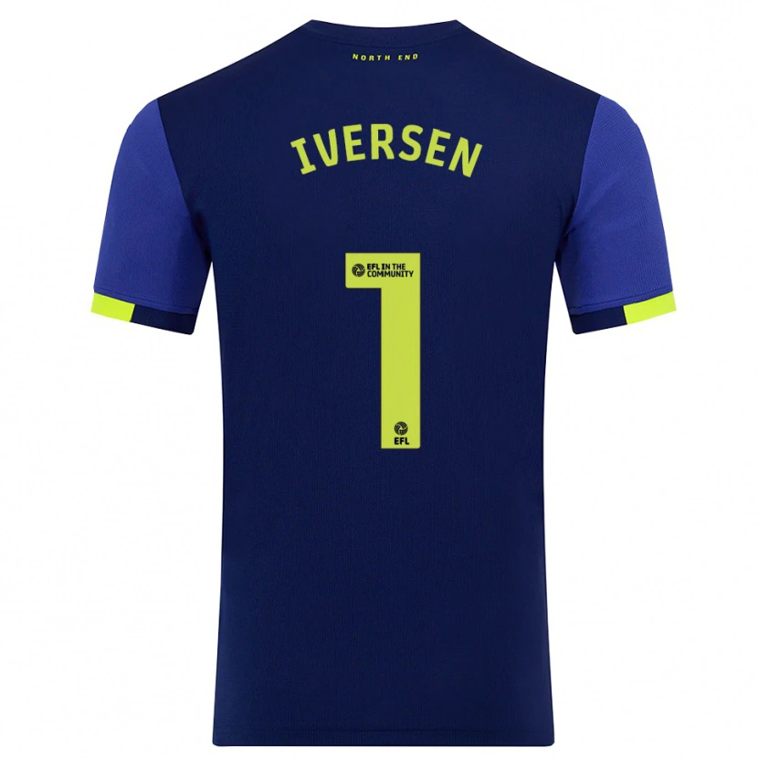 Danxen Femme Maillot Daniel Iversen #1 Marine Jaune Tenues Extérieur 2025/26 T-Shirt