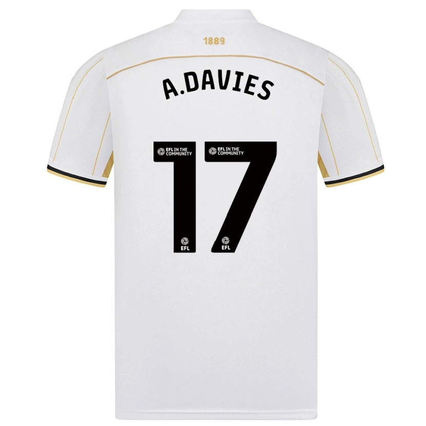 Danxen Femme Maillot Adam Davies #17 Blanc Or Tenues Extérieur 2025/26 T-Shirt