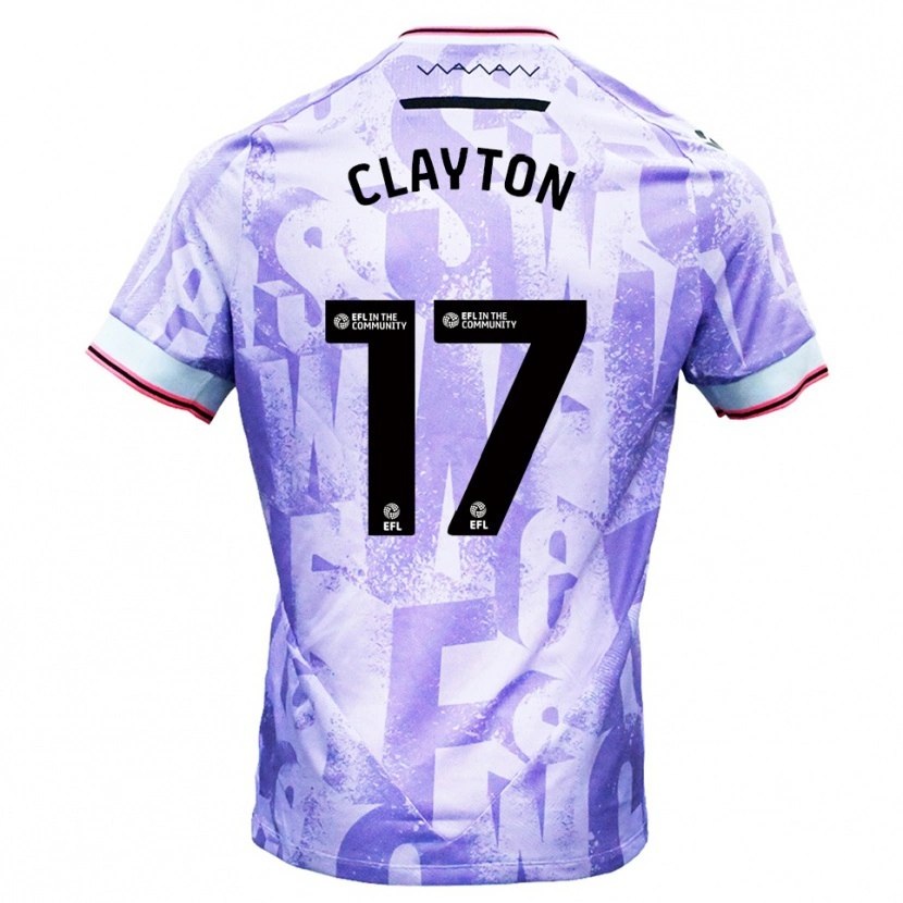 Danxen Femme Maillot Liam Clayton #17 Lilas Blanc Tenues Extérieur 2025/26 T-Shirt