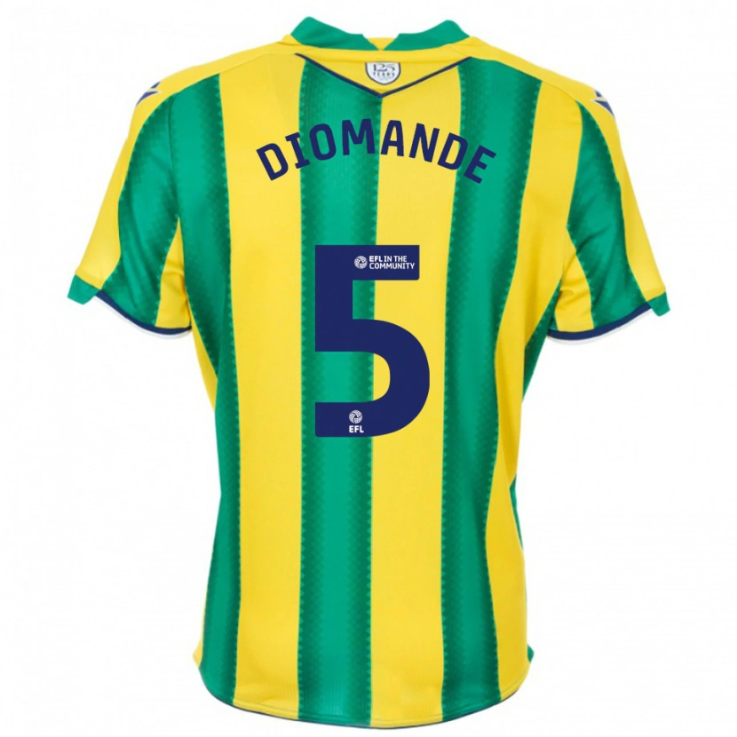 Danxen Femme Maillot Muhamed Diomande #5 Jaune Vert Tenues Extérieur 2025/26 T-Shirt