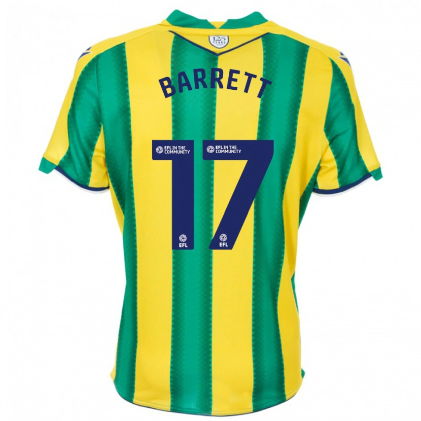 Danxen Femme Maillot Josh Barrett #17 Jaune Vert Tenues Extérieur 2025/26 T-Shirt