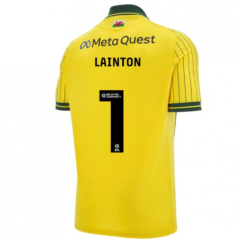 Danxen Femme Maillot Rob Lainton #1 Jaune Vert Tenues Extérieur 2025/26 T-Shirt
