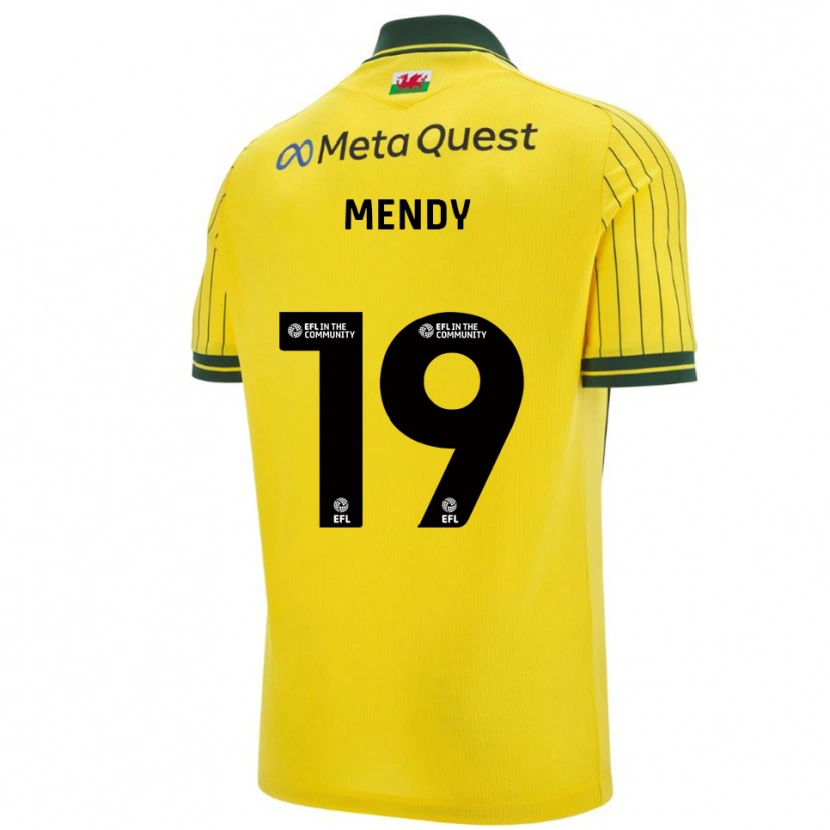 Danxen Femme Maillot Jacob Mendy #19 Jaune Vert Tenues Extérieur 2025/26 T-Shirt