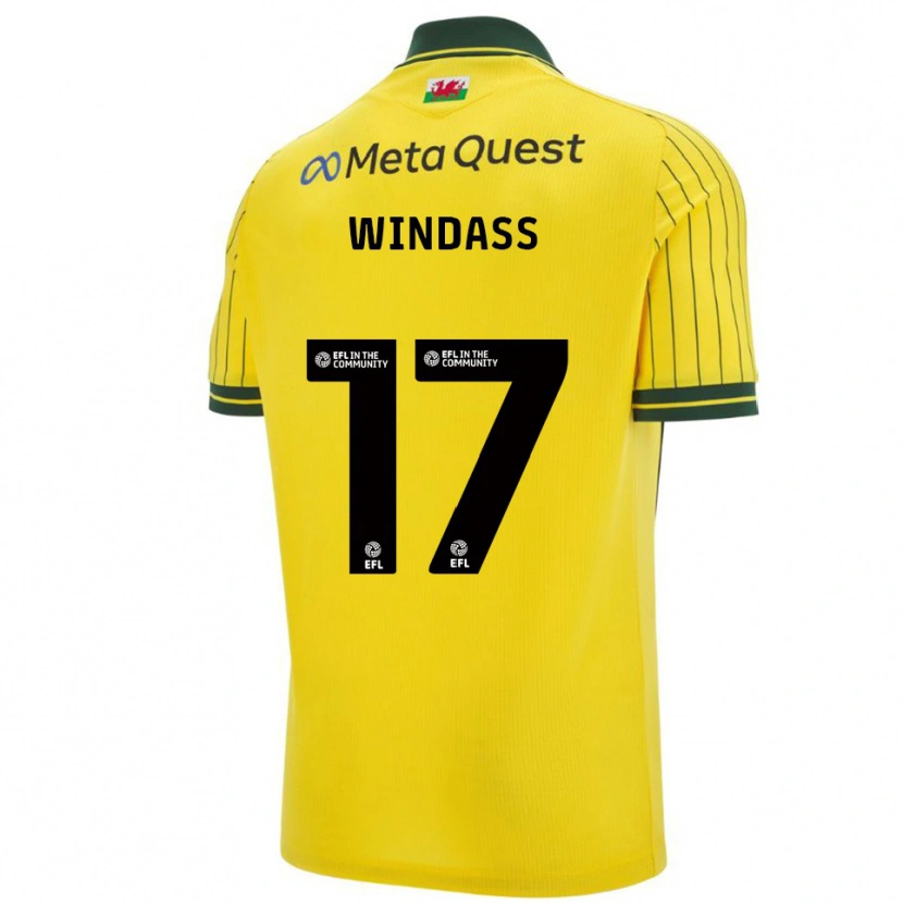 Danxen Femme Maillot Josh Windass #17 Jaune Vert Tenues Extérieur 2025/26 T-Shirt