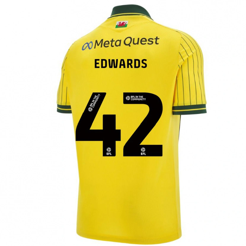 Danxen Femme Maillot Callum Edwards #42 Jaune Vert Tenues Extérieur 2025/26 T-Shirt