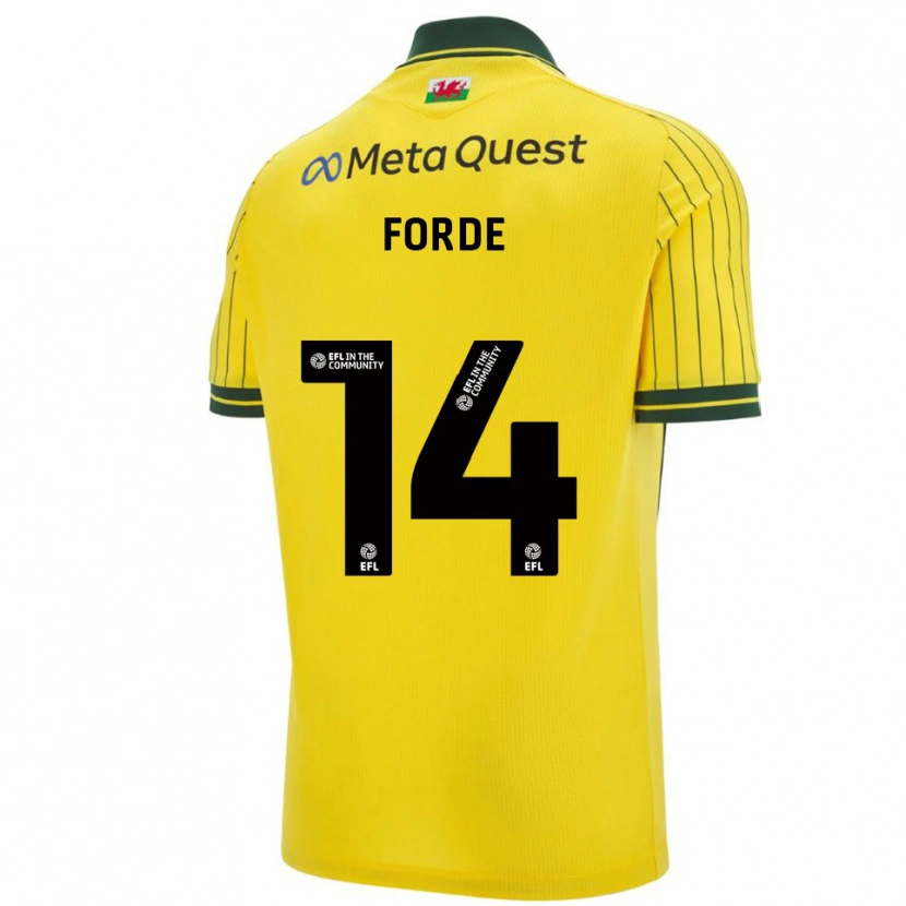 Danxen Femme Maillot Anthony Forde #14 Jaune Vert Tenues Extérieur 2025/26 T-Shirt