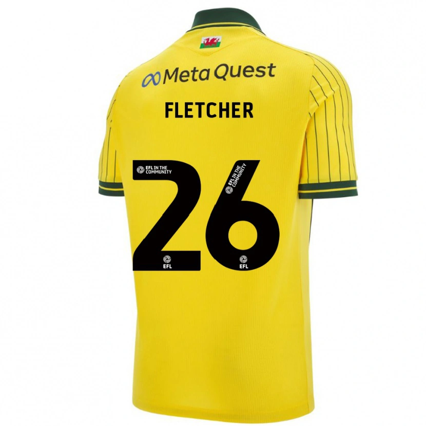 Danxen Femme Maillot Steven Fletcher #26 Jaune Vert Tenues Extérieur 2025/26 T-Shirt