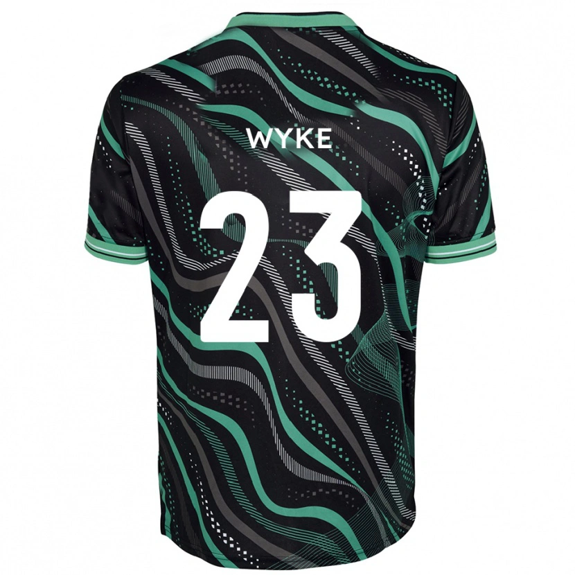Danxen Femme Maillot Charlie Wyke #23 Noir Vert Tenues Extérieur 2025/26 T-Shirt
