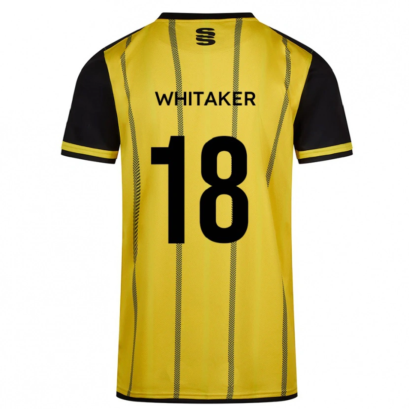 Danxen Femme Maillot Eve Whitaker #18 Jaune Noir Tenues Extérieur 2025/26 T-Shirt