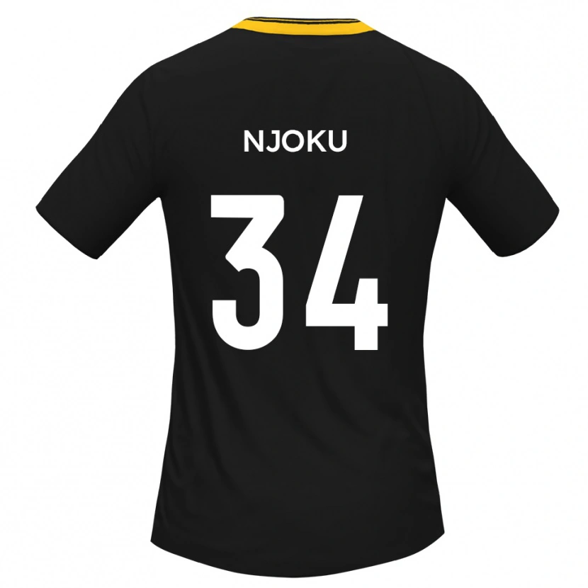 Danxen Femme Maillot Brandon Njoku #34 Noir Jaune Tenues Extérieur 2025/26 T-Shirt