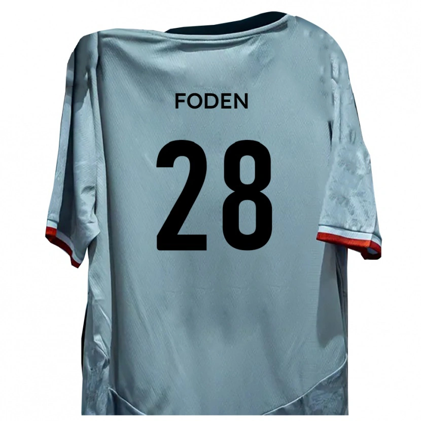 Danxen Femme Maillot Daniel Foden #28 Blanc Noir Tenues Extérieur 2025/26 T-Shirt