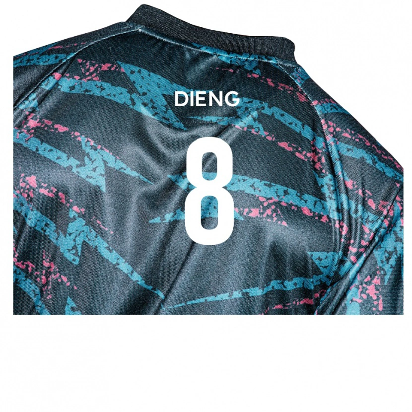 Danxen Femme Maillot Timothée Dieng #8 Noir Marine Tenues Extérieur 2025/26 T-Shirt