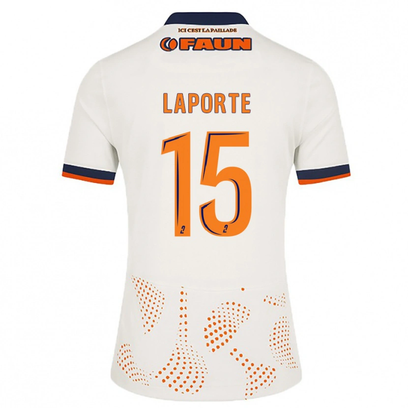 Danxen Femme Maillot Julien Laporte #15 Blanc Orange Tenues Extérieur 2025/26 T-Shirt