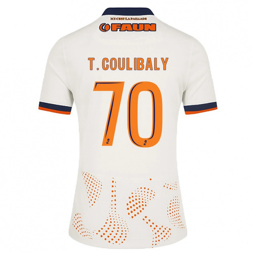 Danxen Femme Maillot Tanguy Coulibaly #70 Blanc Orange Tenues Extérieur 2025/26 T-Shirt