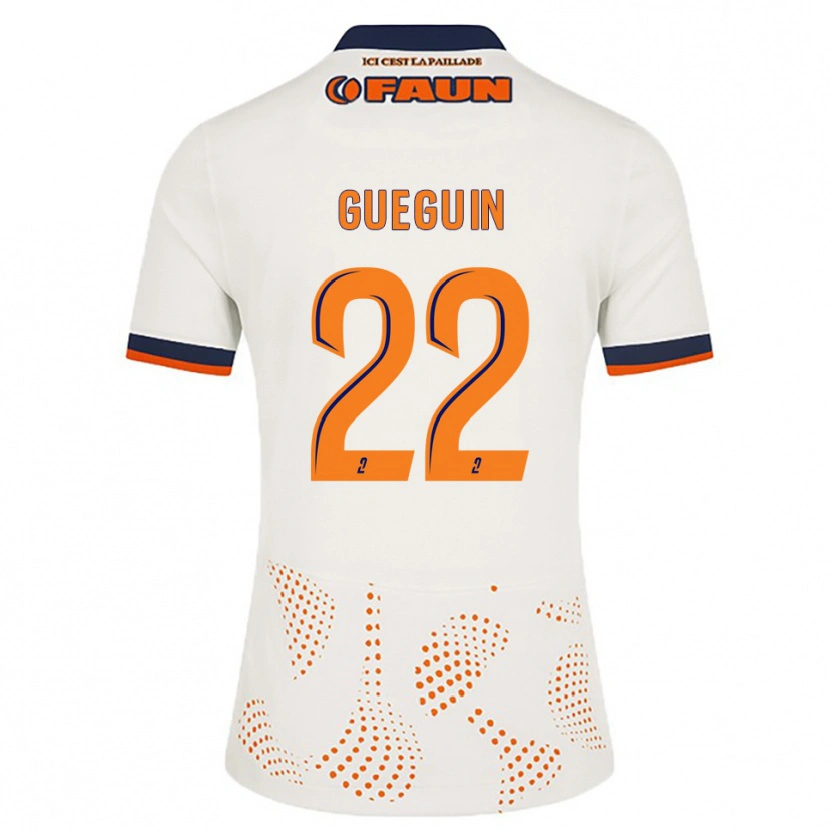 Danxen Femme Maillot Axel Guéguin #22 Blanc Orange Tenues Extérieur 2025/26 T-Shirt