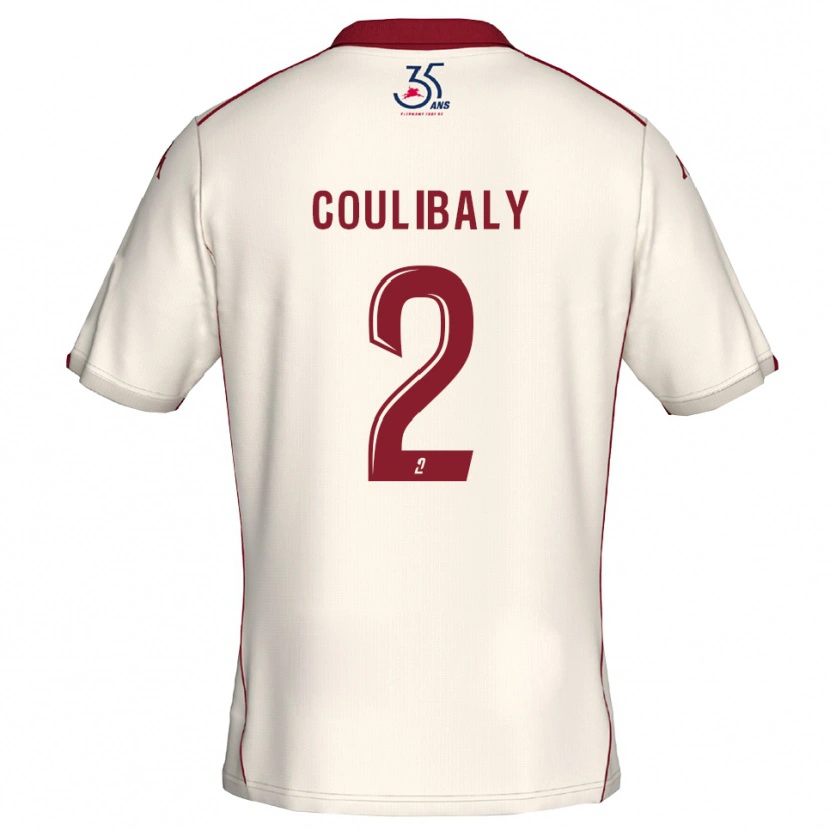 Danxen Femme Maillot Ibrahim Coulibaly #2 Blanc Bourgogne Tenues Extérieur 2025/26 T-Shirt