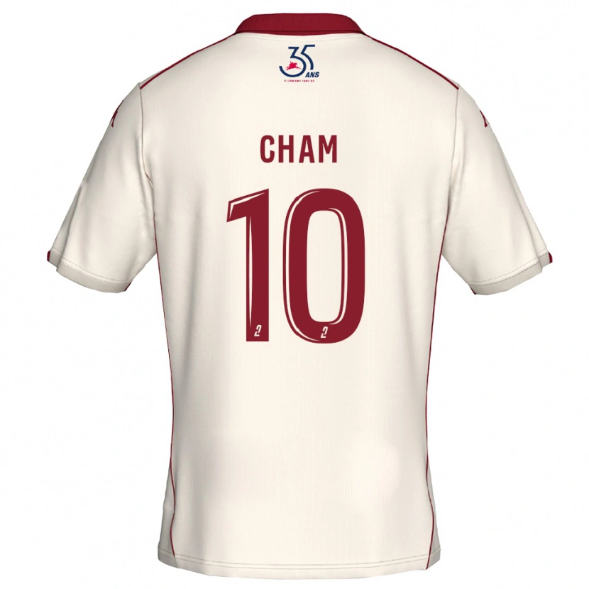 Danxen Femme Maillot Muhammed Cham #10 Blanc Bourgogne Tenues Extérieur 2025/26 T-Shirt