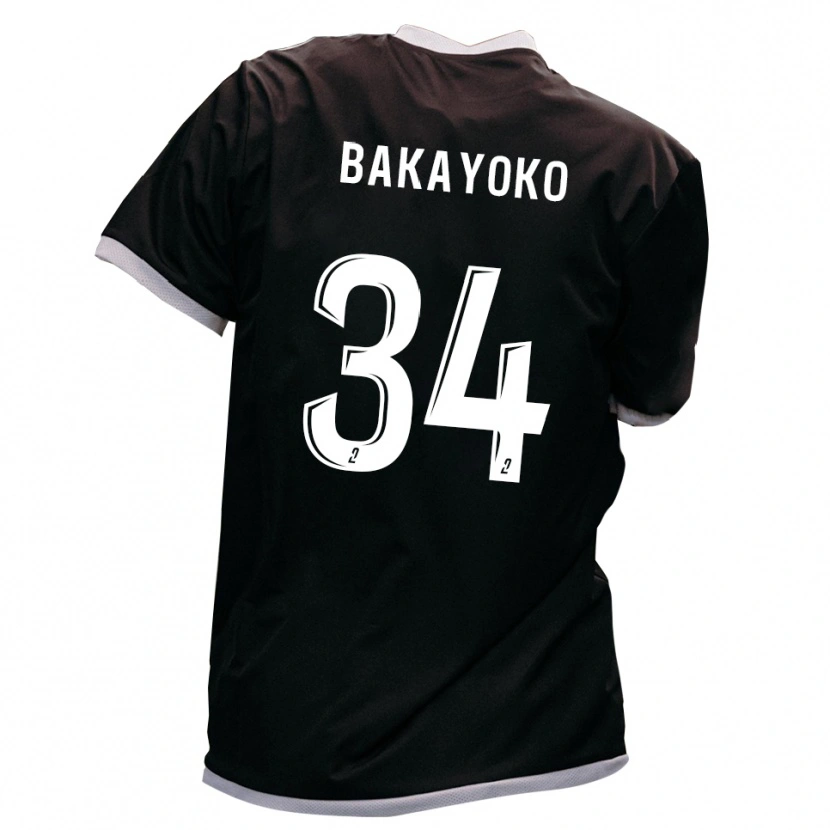 Danxen Femme Maillot Siaka Bakayoko #34 Noir Or Tenues Extérieur 2025/26 T-Shirt