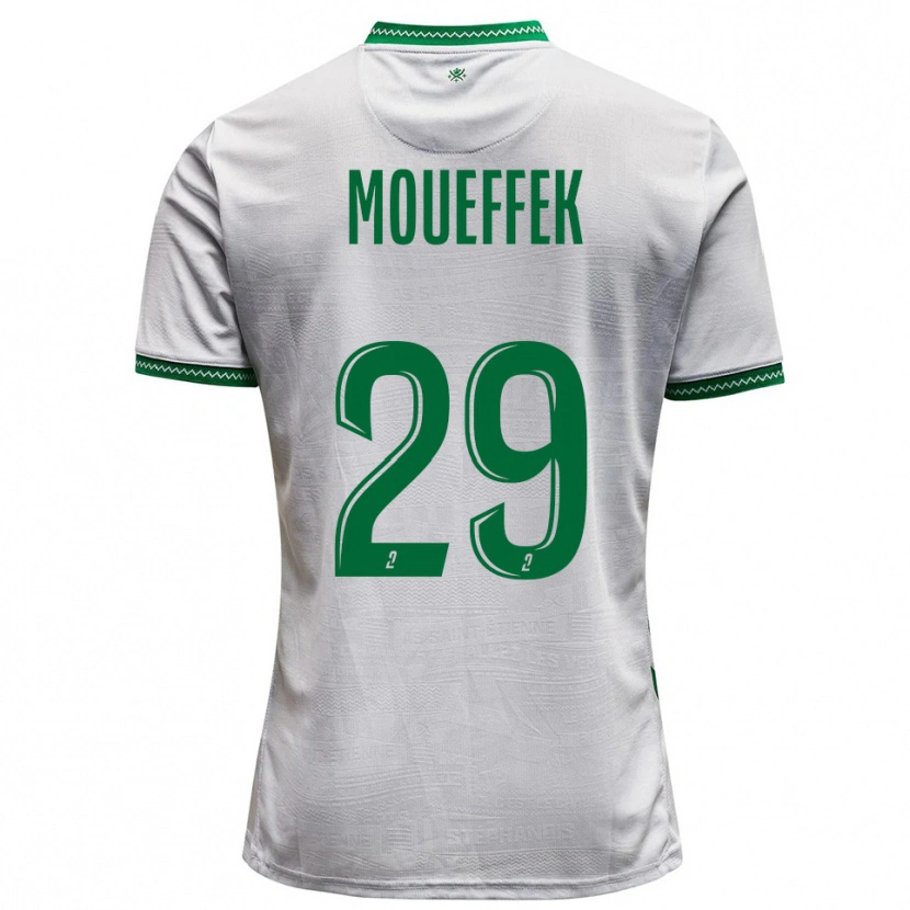 Danxen Femme Maillot Aïmen Moueffek #29 Blanc Vert Tenues Extérieur 2025/26 T-Shirt