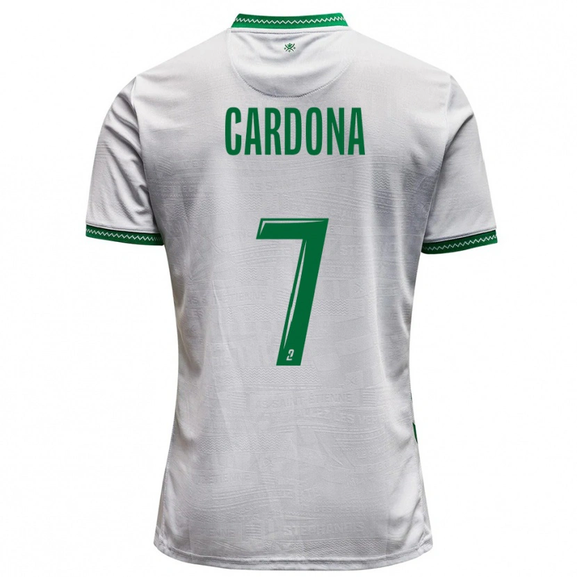 Danxen Femme Maillot Irvin Cardona #7 Blanc Vert Tenues Extérieur 2025/26 T-Shirt