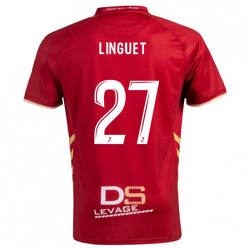 Danxen Femme Maillot Allan Linguet #27 Bourgogne Or Tenues Extérieur 2025/26 T-Shirt