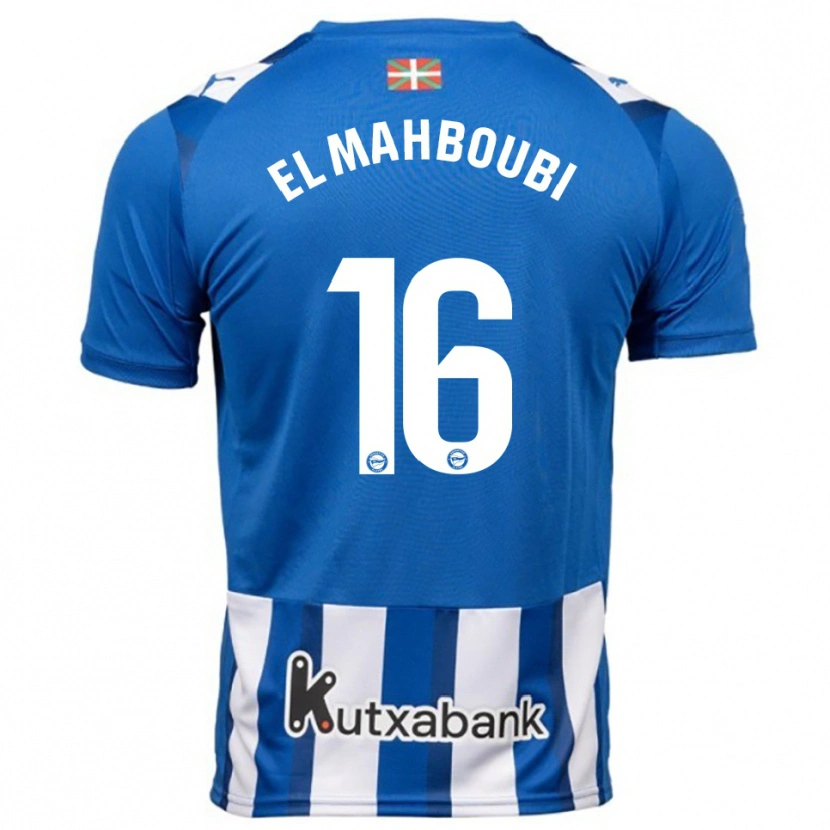 Danxen Enfant Maillot Sami El Mahboubi #16 Bleu Blanc Tenues Domicile 2025/26 T-Shirt
