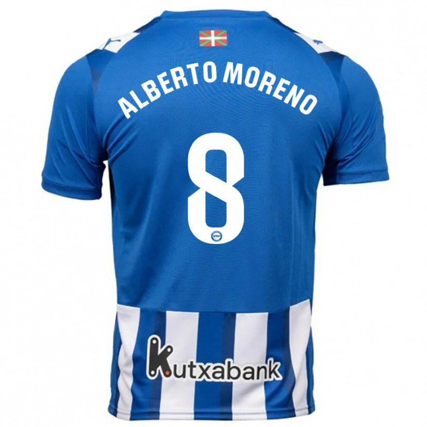Danxen Enfant Maillot Alberto Moreno #8 Bleu Blanc Tenues Domicile 2025/26 T-Shirt