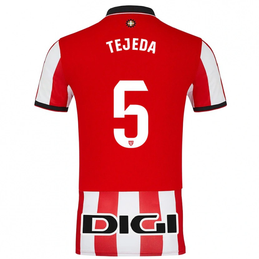 Danxen Enfant Maillot Diego Tejeda #5 Rouge Blanc Tenues Domicile 2025/26 T-Shirt