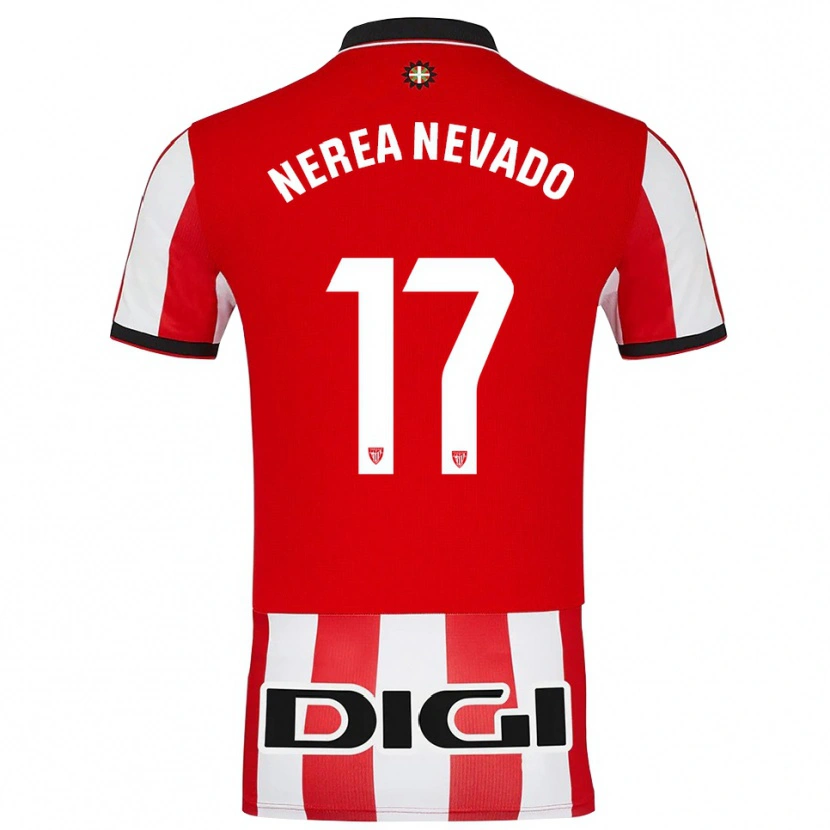 Danxen Enfant Maillot Nerea Nevado Gómez #17 Rouge Blanc Tenues Domicile 2025/26 T-Shirt