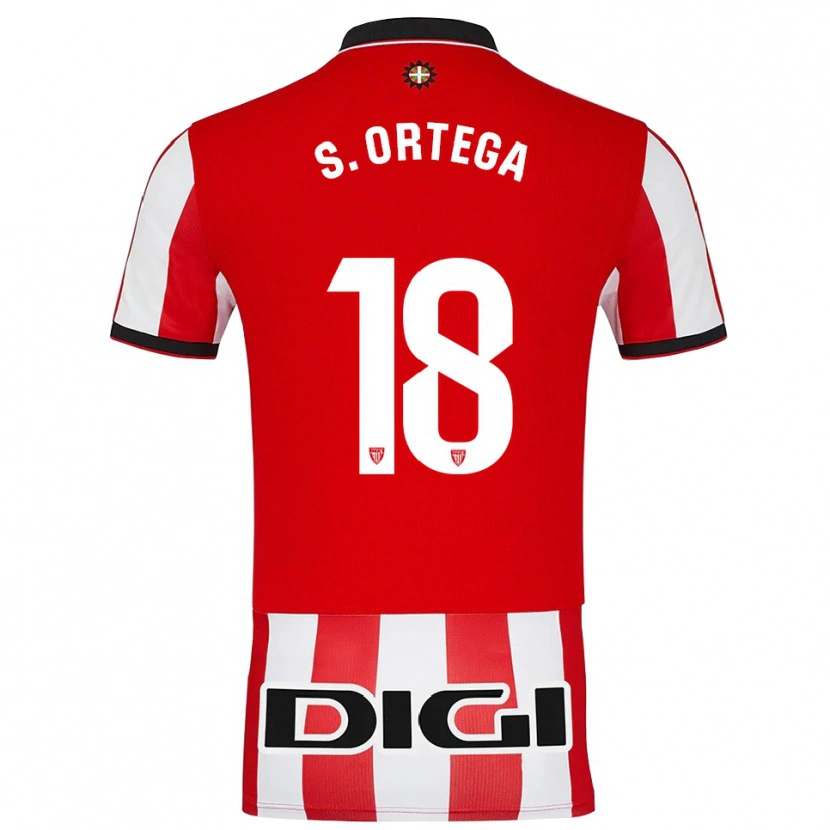Danxen Enfant Maillot Sara Ortega Ruiz #18 Rouge Blanc Tenues Domicile 2025/26 T-Shirt